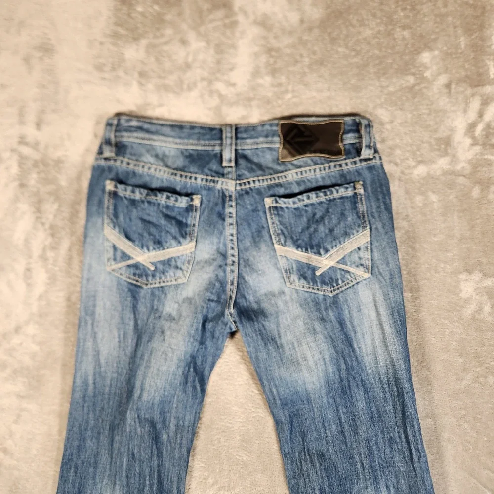 Rock and Roll Cowboy Pistol Straight Jeans Mens 33x36 Blue Excellent Regular Leg